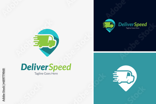 Deliver speed expedition logo design vector, transportation logo design template