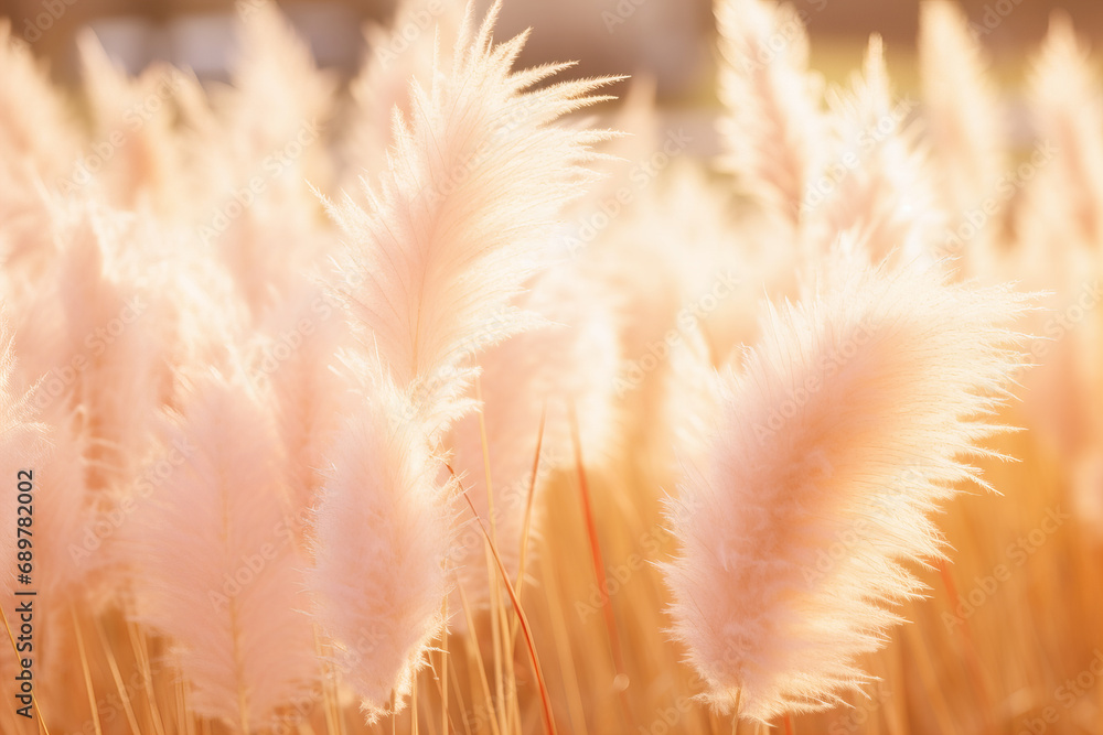 growing pampas grass background with color of the year 2024 peach fuzz
