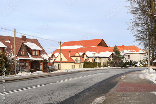 SPYTKOWICE, POLAND - DECEMBER 03,2023: A romantic town known for its red roofs, described in literature about supernatural phenomena.