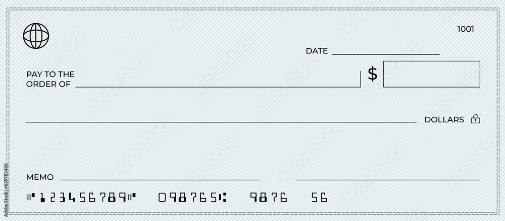 Blank money bank cheque. - obrazy, fototapety, plakaty 
