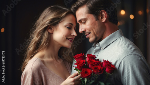 Couple in love celebrating Valentine's day, AI generated