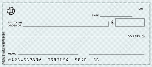 Blank money bank cheque.