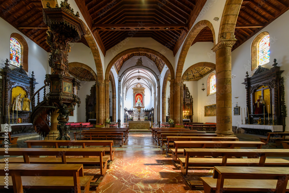 Interior view of the 16th century Iglesia de la Concepción, or Church of the Immaculate Conception in San Cristóbal de La Laguna, Spain, Tenerife, Canary Islands.