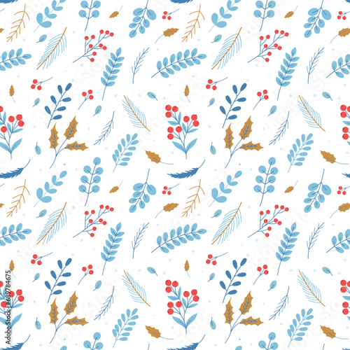 Winter seamless pattern with Christmas tree branches