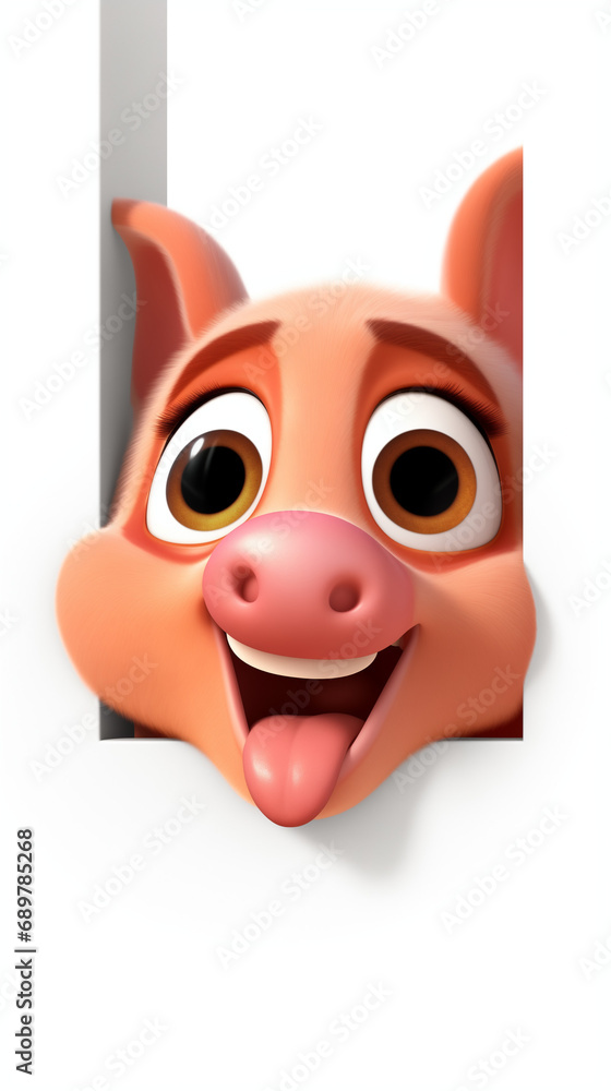 Fototapeta premium Lovely cute cartoon pig. Phone wallpaper.