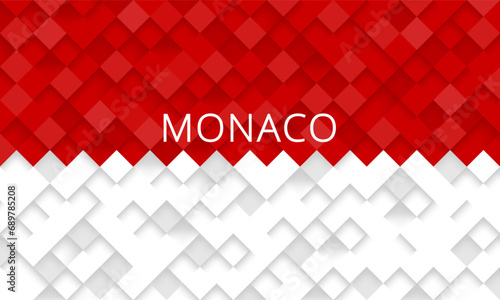Monégasque flag textured background. Checkered pattern. Flag of Monaco made of 3d cubes. Bricks or roof tiles mosaic pattern