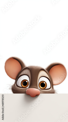 A lovely, cute peeking cartoon rat. Phone wallpaper.