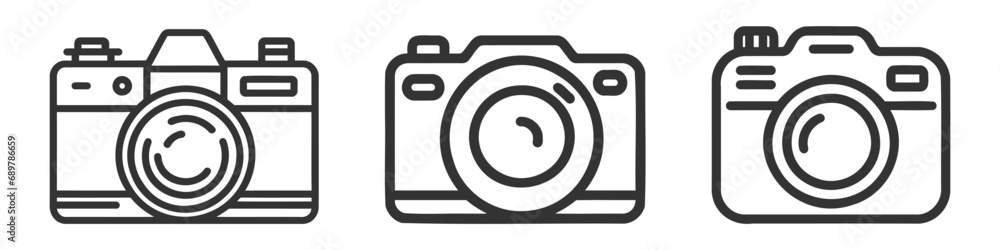 Pack of Camera Icons and Camera on White Background. Icon set, collection Pack of Camera Icons and Camera on White Background. Icon set, collection