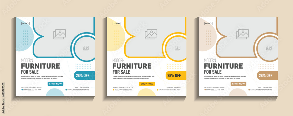 Modern furniture social media post design for sale, and web banner template to Instagram post.