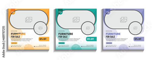 Modern furniture social media post design for sale, and web banner template to Instagram post.