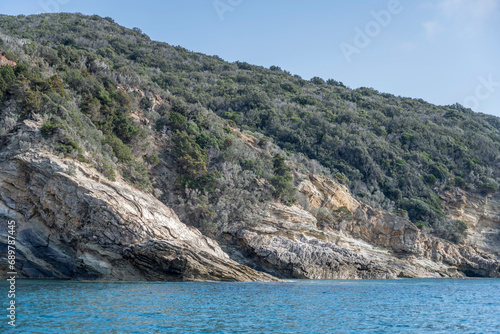 rocky coast near Purgatorio cove, Argentario, Italy
