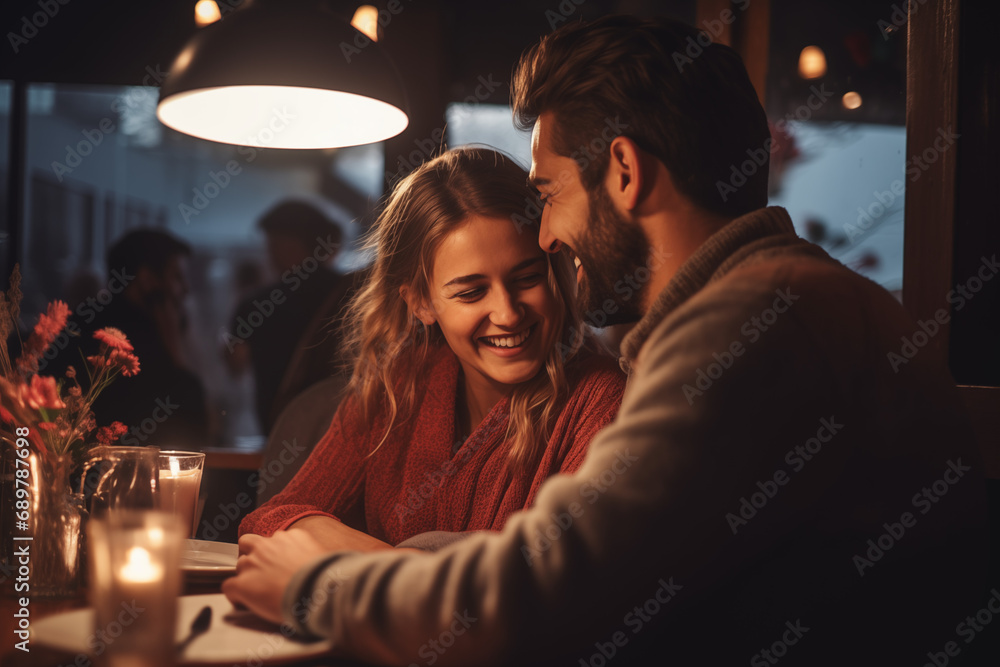 Mann und Frau haben ein Date im Restaurant oder einer Bar