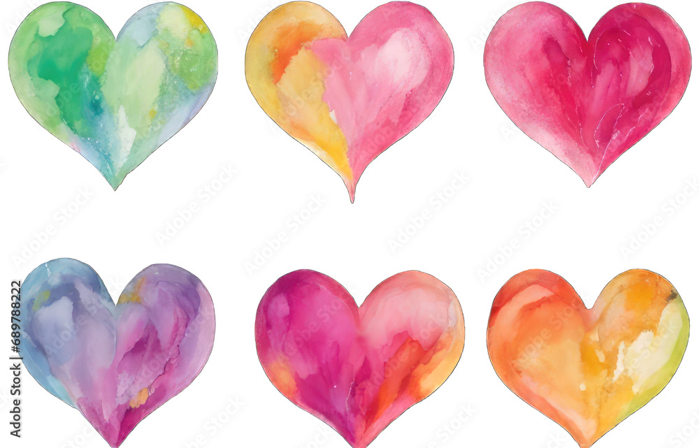 set of colorful hearts