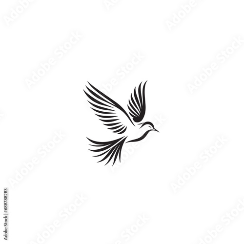 Flying Bird Silhouette  Tranquil Wings Painted Against the Night Horizon Black Vector Bird Flying Silhouette 