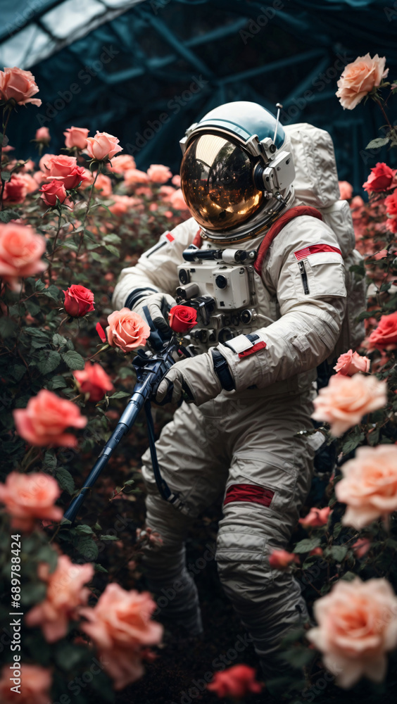 Astronaut in a Rose Garden. Ai Generative Astronaut in a Rose Garden. Ai Generative