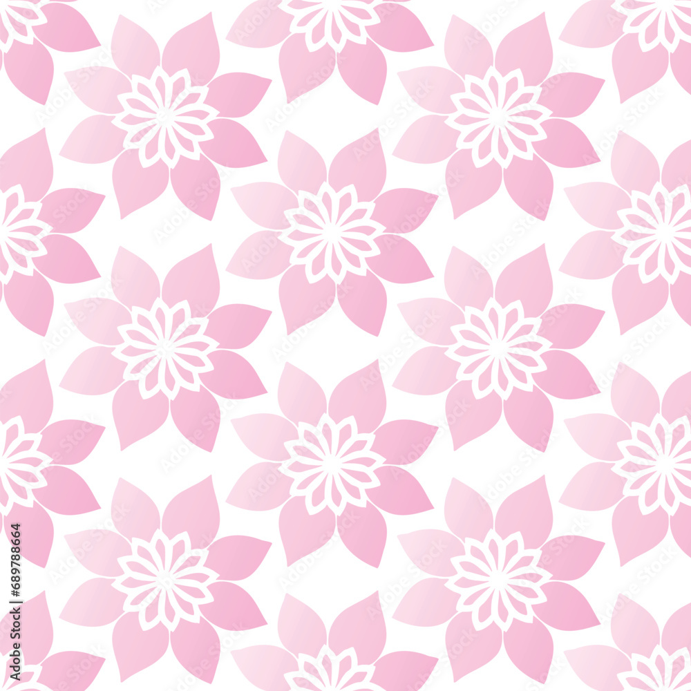 Pink gradient flower regular seamless pattern. Romantic floral design. Vector illustration. Pink gradient flower regular seamless pattern. Romantic floral design. Vector illustration.