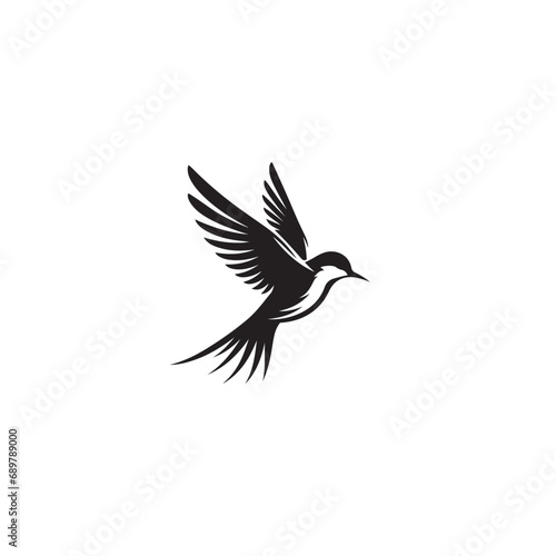 Flying Bird Silhouette: Ephemeral Shadows Cast by a Majestic Aviator Black Vector Bird Flying Silhouette
