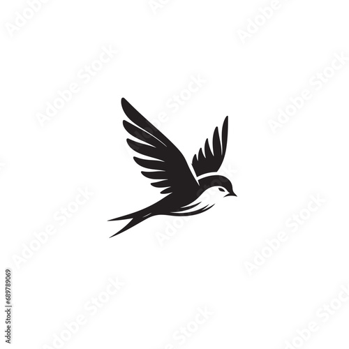 Flying Bird Silhouette  Sun-Kissed Feathers in a Harmonious Aerial Ballet Black Vector Bird Flying Silhouette 