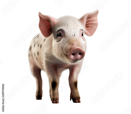 Little piggy on a white background. An object generated using artificial intelligence
