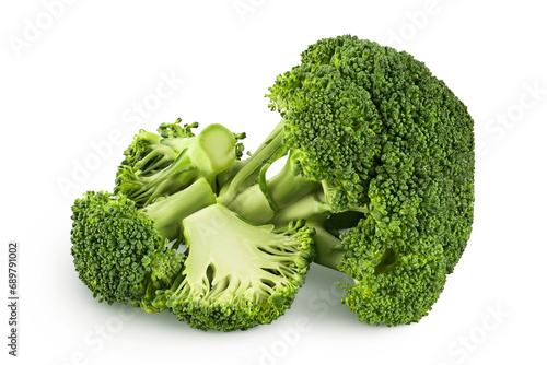 fresh broccoli isolated on white background close-up with full depth of field.