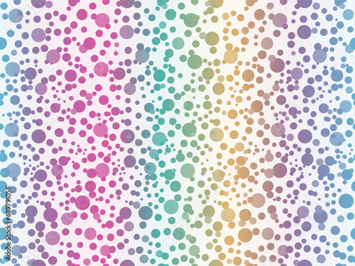 Vector seamless festive white pattern of rainbow gradient balls