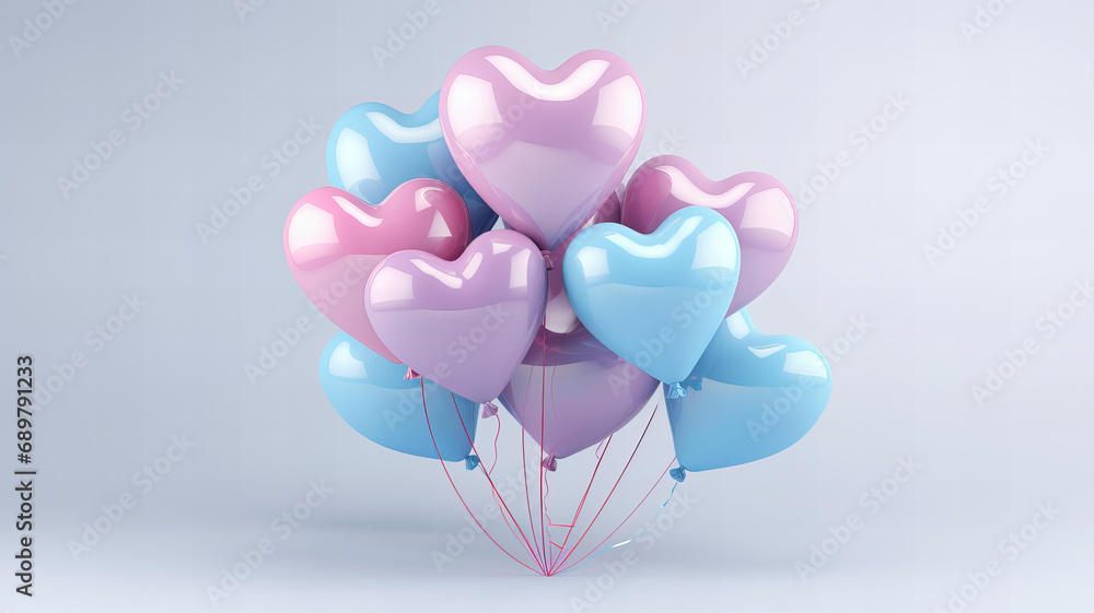 Valentine's Day Heart Balloons in Pastel Tones