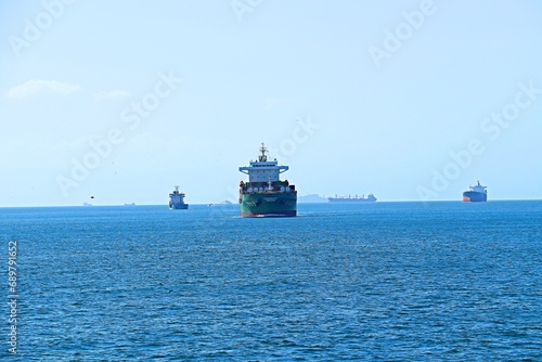  Sea container ship in the Bosphorus Strait
