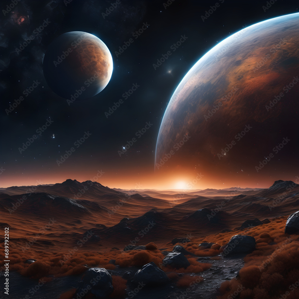 Exoplanet Landscape with Two Moons
