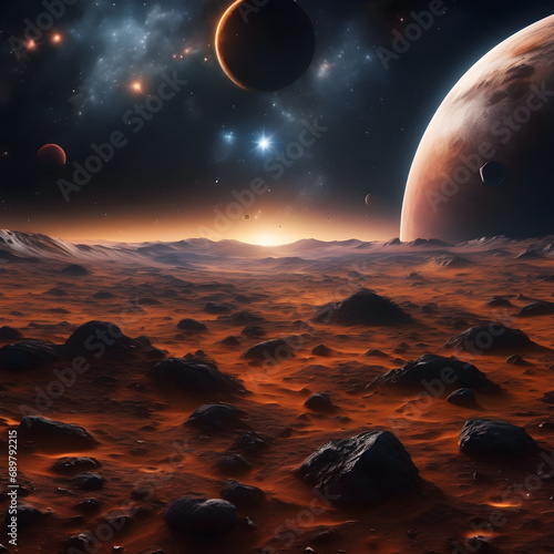 Stunning Space Scene with Planets and Stars photo