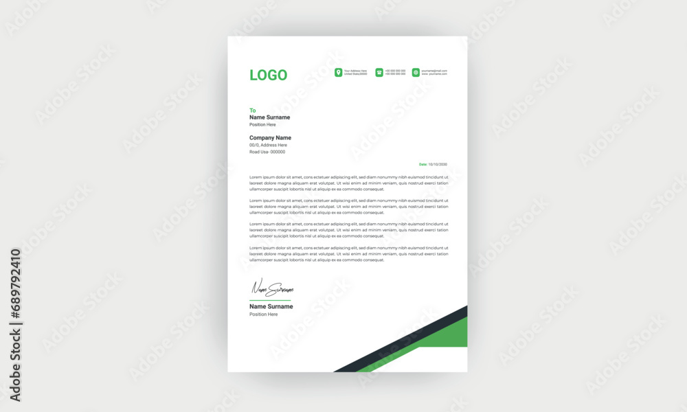 Simple and Creative letterhead template design