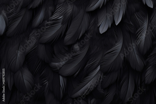 Black feathers texture background close-up © Dennis