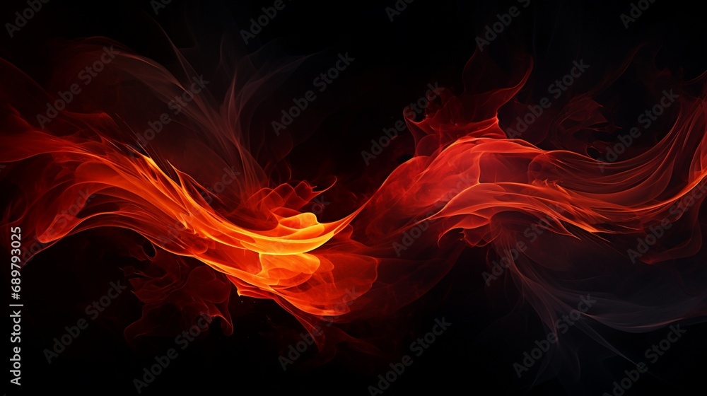 An abstract fire frame with fiery red and orange hues against a solid black background, creating a dynamic and visually striking composition.