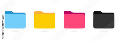 set of icon folder computer file colourful document binder data archive, modern simple 3d yellow blue black flat vector symbol for website design logo application ui isolated png dictionary access