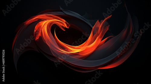 An abstract fire frame with fiery red and orange hues against a solid black background, creating a dynamic and visually striking composition.