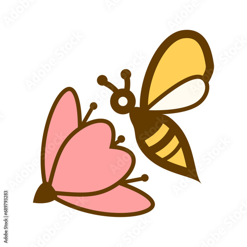 Bee and Cherry-flower