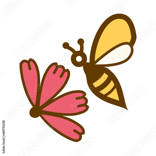 Bee and Cosmos-flower