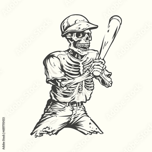 Baseball Skeleton Playing baseball Vector
