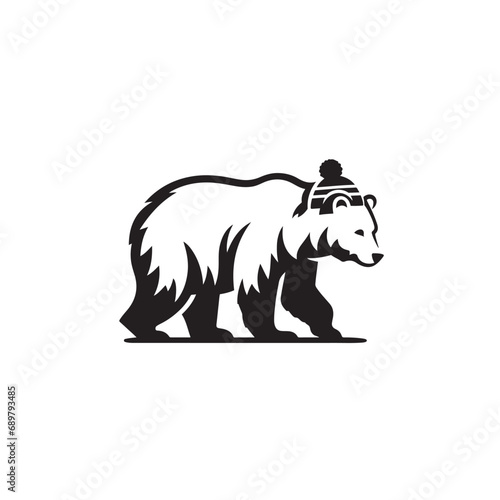 Simplified Bear Silhouette Design - Black Vector Bear Silhouette 