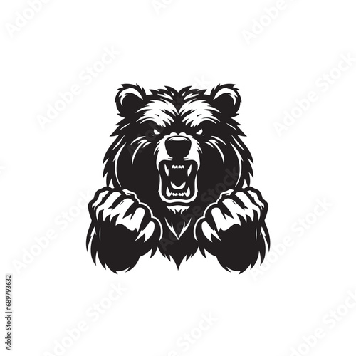 Basic Bear Silhouette Icon - Black Vector Bear Silhouette 