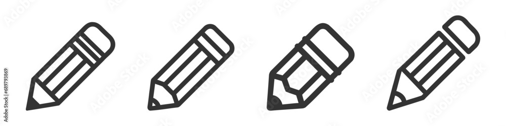 Line pencil icon set, Vector pencil icon pack, collection on white background Line pencil icon set, Vector pencil icon pack, collection on white background