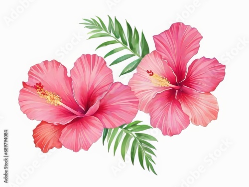 Flor de hibisco tropical del vector de la acuarela photo