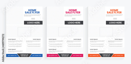 Commercial real estate house sale flyer design, modern real estate company property flyer, online marketing residential vertical leafet, and handout
