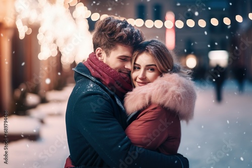 portrait of cute couple posing outdoors