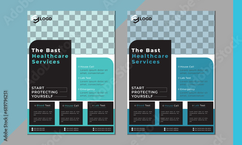 Medical Flyer Design Template , Two Color, Vector Template,