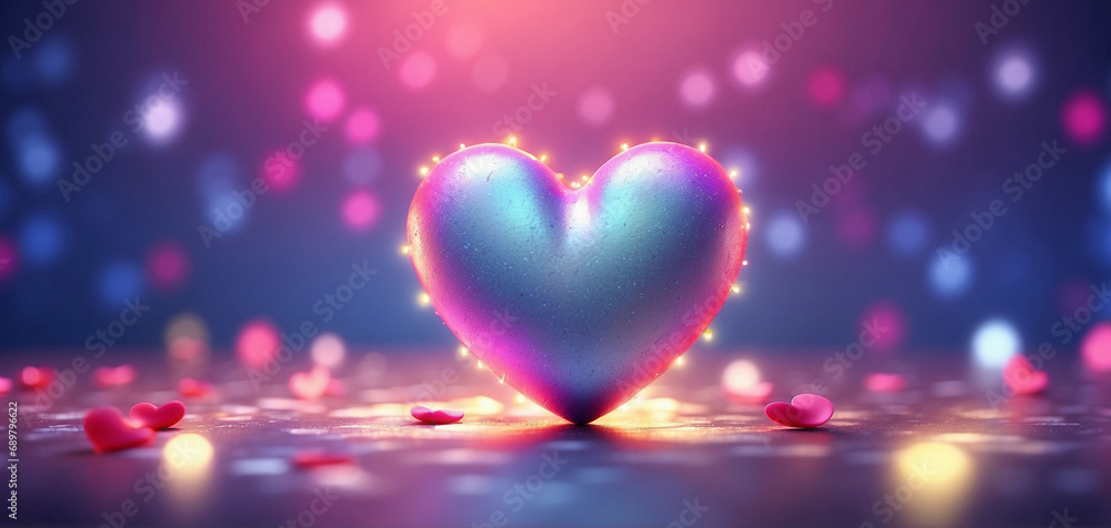valentine's day background with perfect heart, horizontal banner valentine's day background with perfect heart, horizontal banner