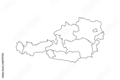 Vector Austria map outline with states or provinces white background photo