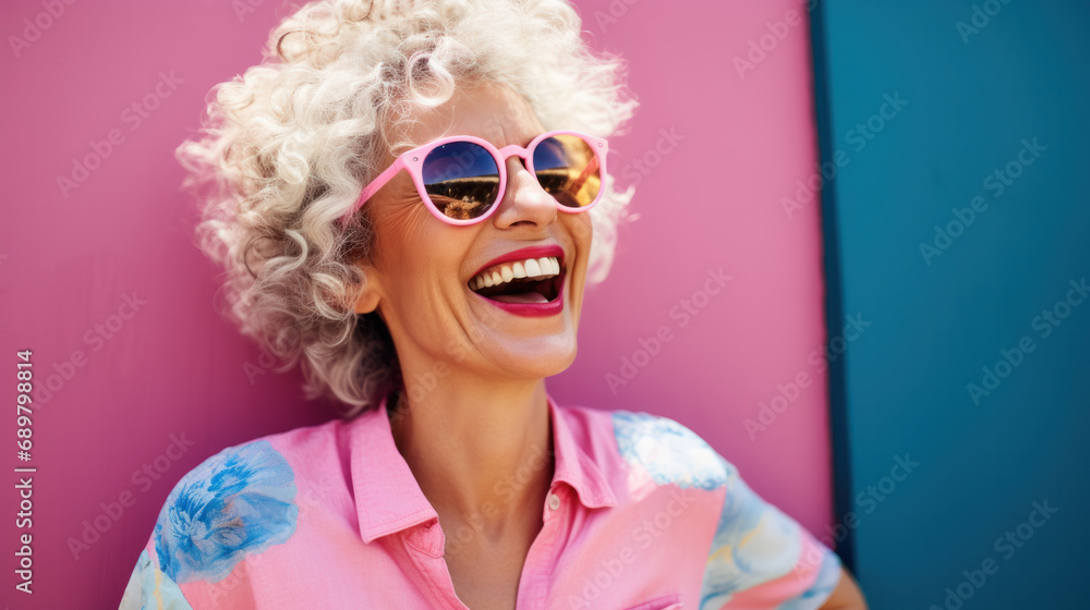 Portrait of happy smiling elderly grandmother. Summer vacation Portrait of happy smiling elderly grandmother. Summer vacation