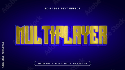 Blue and yellow multiplayer 3d editable text effect - font style