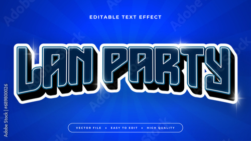 Blue and white lan party 3d editable text effect - font style