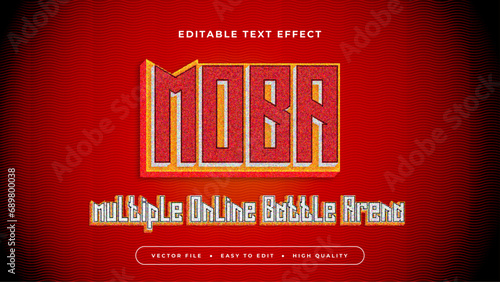 Red orange and white moba multiple online battle arena 3d editable text effect - font style